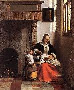 Pieter de Hooch A Woman Peeling Apples oil painting on canvas